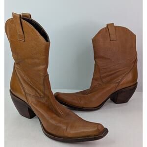 Pollini Ankle Boots Pointed Toe Cognac Brown Leather size 37/7  | 251024